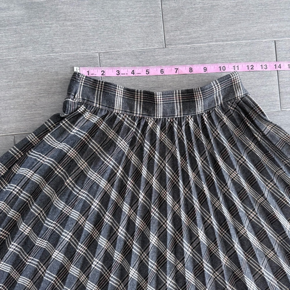 The Row Plaid Wool A-Line Midi Skirt S High Waist Pleated Quiet Luxury Academia - Picture 13 of 16